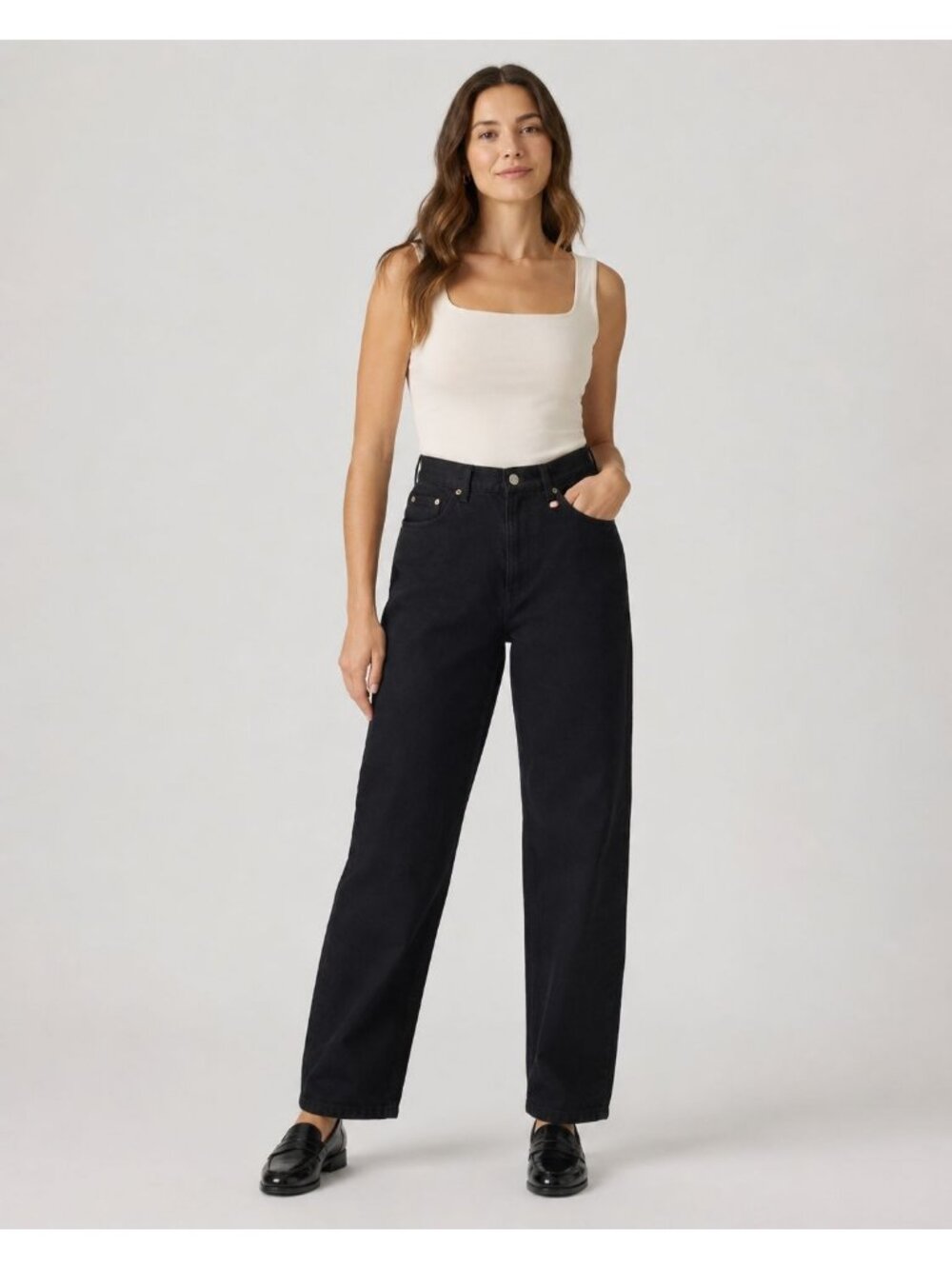 Eddie Bauer Women Black Cotton High-Waisted Pants Tall Size 14